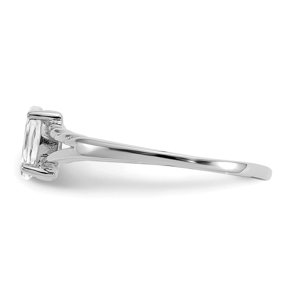 10k White Gold Polished 6x3mm Marquise Genuine April/ White Topaz Birthstone Ring