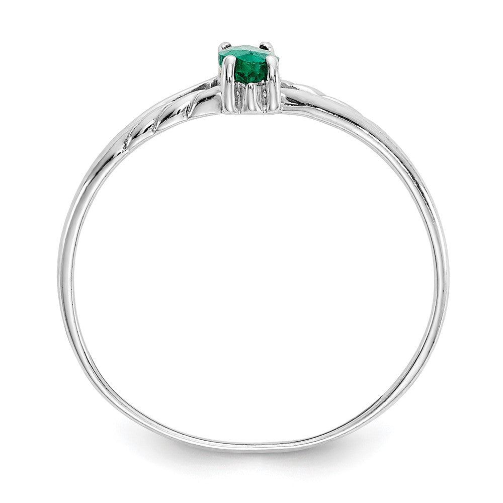 10k White Gold Polished 6x3mm Marquise Genuine May/ Emerald Birthstone Ring