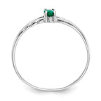 10k White Gold Polished 6x3mm Marquise Genuine May/ Emerald Birthstone Ring