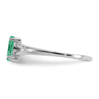 10k White Gold Polished 6x3mm Marquise Genuine May/ Emerald Birthstone Ring