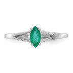 10k White Gold Polished 6x3mm Marquise Genuine May/ Emerald Birthstone Ring