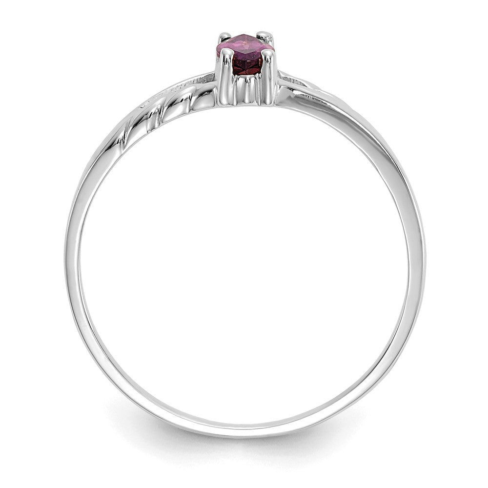 10k White Gold Polished 6x3mm Marquise Genuine June/ Rhodolite Garnet Birthstone Ring