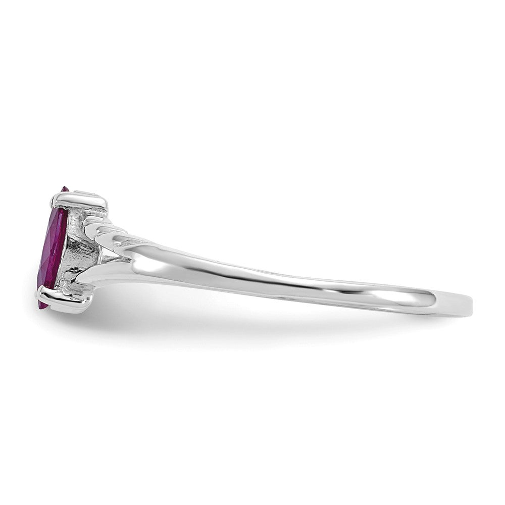 10k White Gold Polished 6x3mm Marquise Genuine June/ Rhodolite Garnet Birthstone Ring