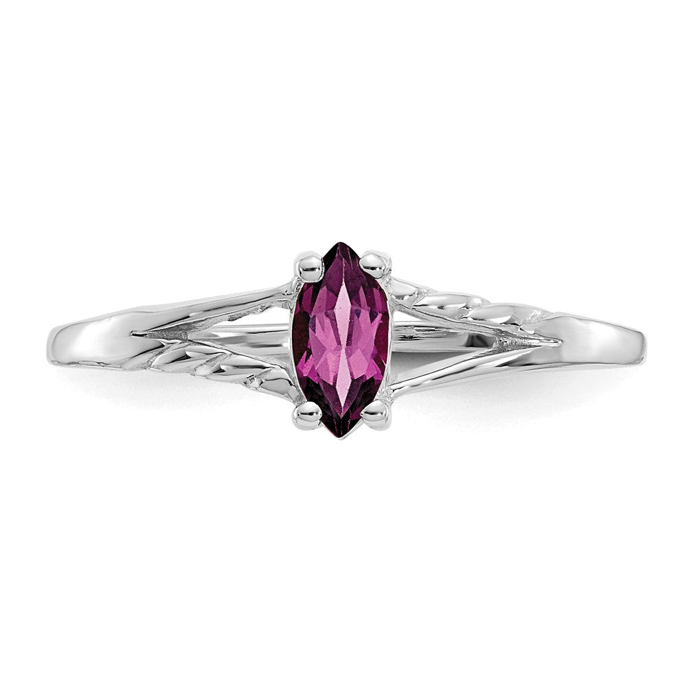 10k White Gold Polished 6x3mm Marquise Genuine June/ Rhodolite Garnet Birthstone Ring