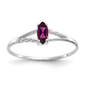 10k White Gold Polished 6x3mm Marquise Genuine June/ Rhodolite Garnet Birthstone Ring