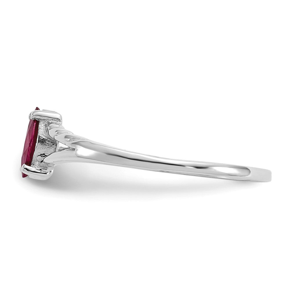 10k White Gold Polished 6x3mm Marquise Genuine July/ Ruby Birthstone Ring
