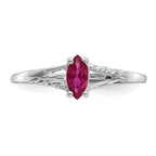 10k White Gold Polished 6x3mm Marquise Genuine July/ Ruby Birthstone Ring