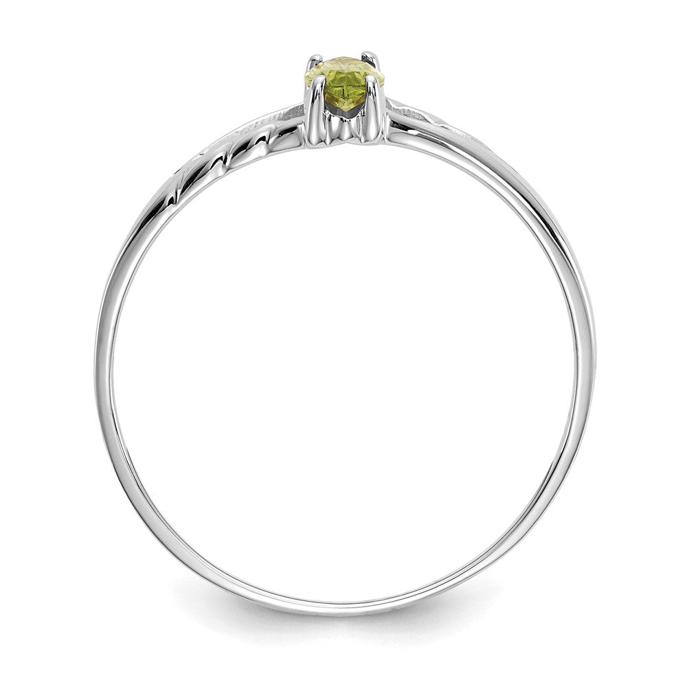 10k White Gold Polished 6x3mm Marquise Genuine August/ Peridot Birthstone Ring