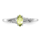 10k White Gold Polished 6x3mm Marquise Genuine August/ Peridot Birthstone Ring