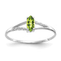 10k White Gold Polished 6x3mm Marquise Genuine August/ Peridot Birthstone Ring