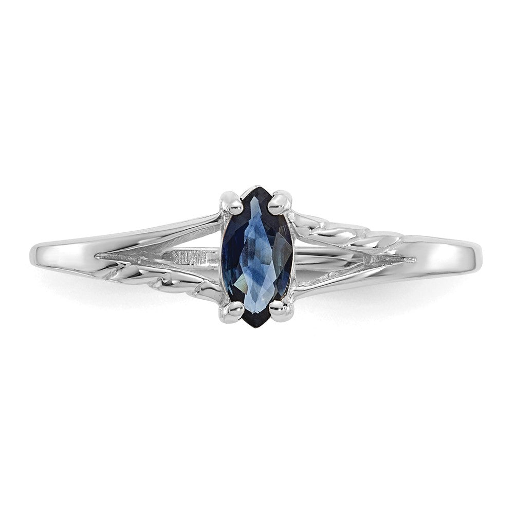 10k White Gold Polished 6x3mm Marquise Genuine September/ Sapphire Birthstone Ring