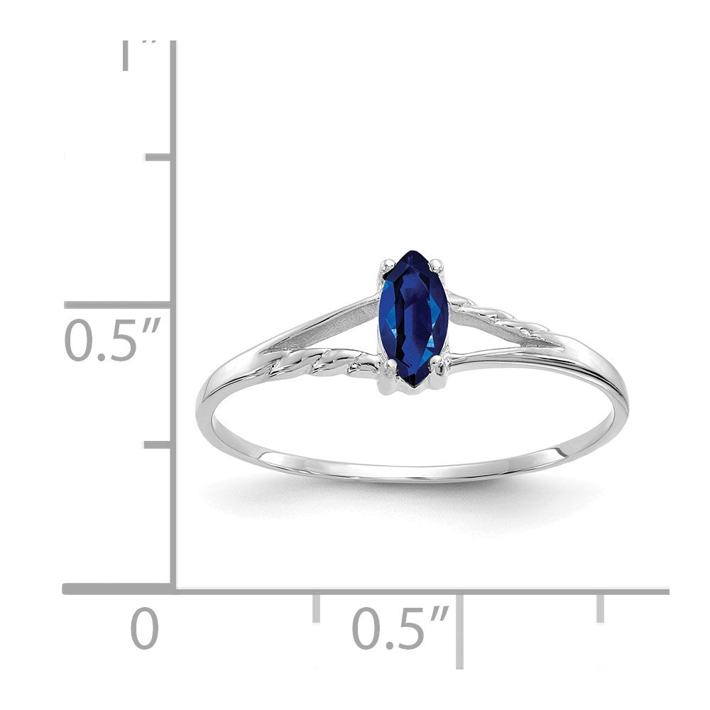 10k White Gold Polished 6x3mm Marquise Genuine September/ Sapphire Birthstone Ring