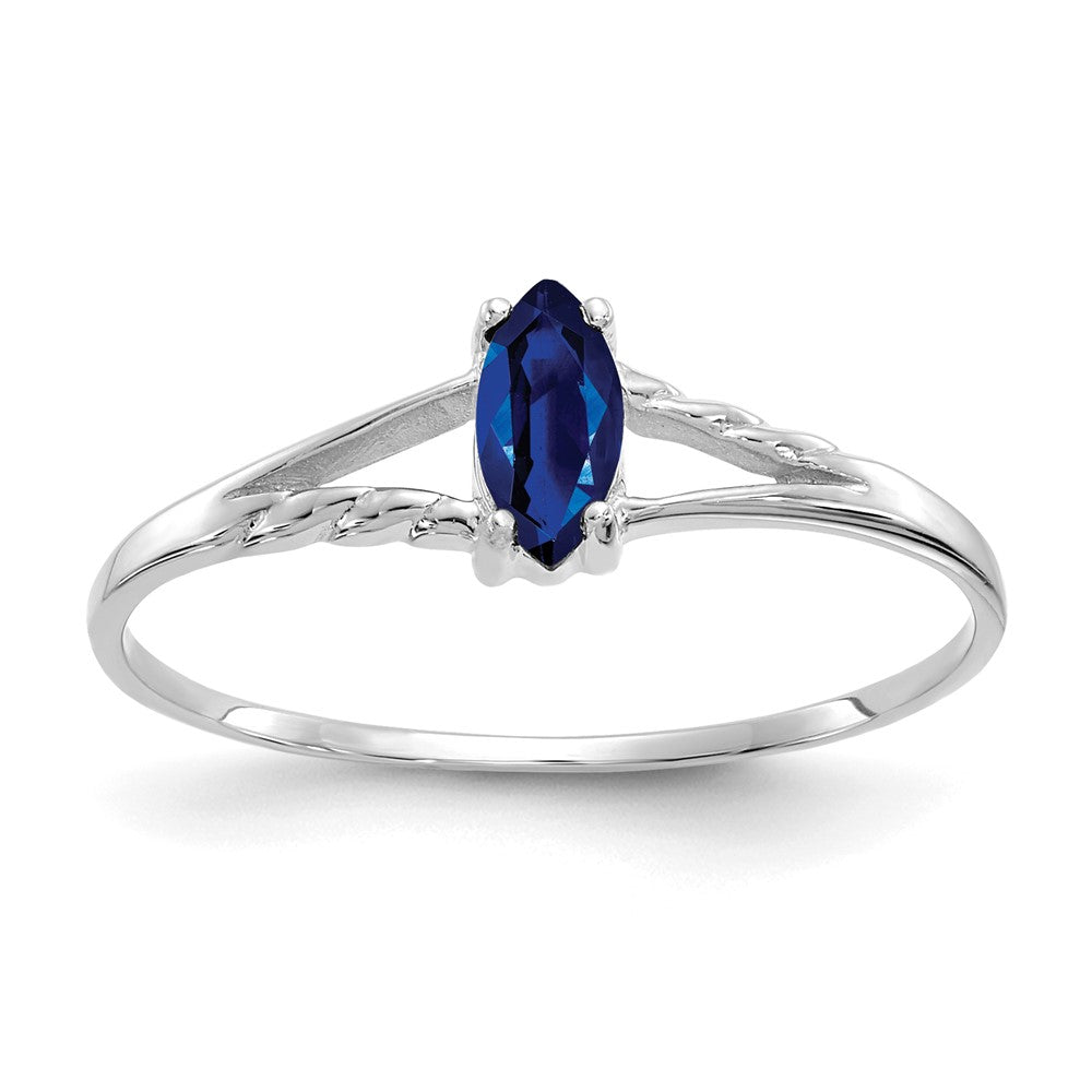 10k White Gold Polished 6x3mm Marquise Genuine September/ Sapphire Birthstone Ring