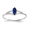 10k White Gold Polished 6x3mm Marquise Genuine September/ Sapphire Birthstone Ring