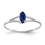 10k White Gold Polished 6x3mm Marquise Genuine September/ Sapphire Birthstone Ring