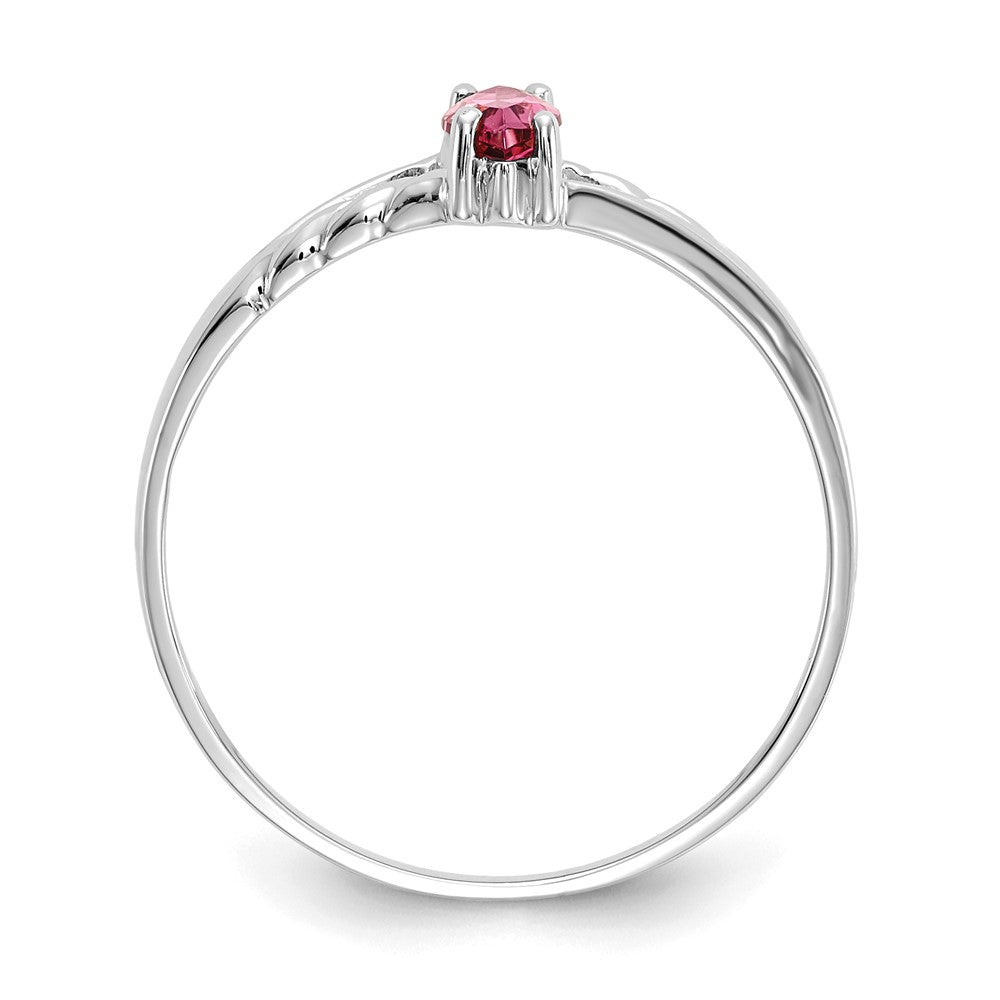 10k White Gold Polished 6x3mm Marquise Genuine October/ Pink Tourmaline Birthstone Ring