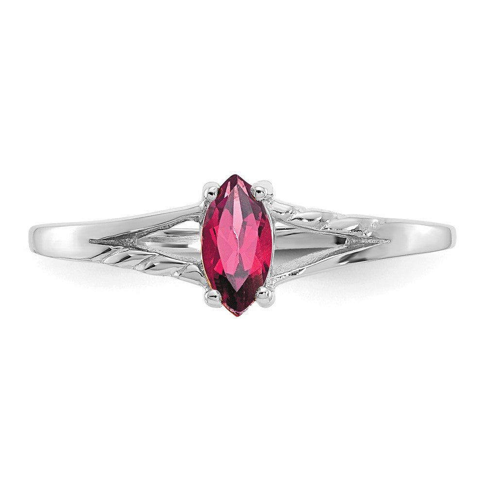 10k White Gold Polished 6x3mm Marquise Genuine October/ Pink Tourmaline Birthstone Ring