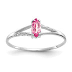 10k White Gold Polished 6x3mm Marquise Genuine October/ Pink Tourmaline Birthstone Ring