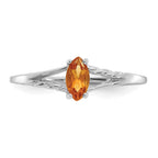 10k White Gold Polished 6x3mm Marquise Genuine November/ Citrine Birthstone Ring
