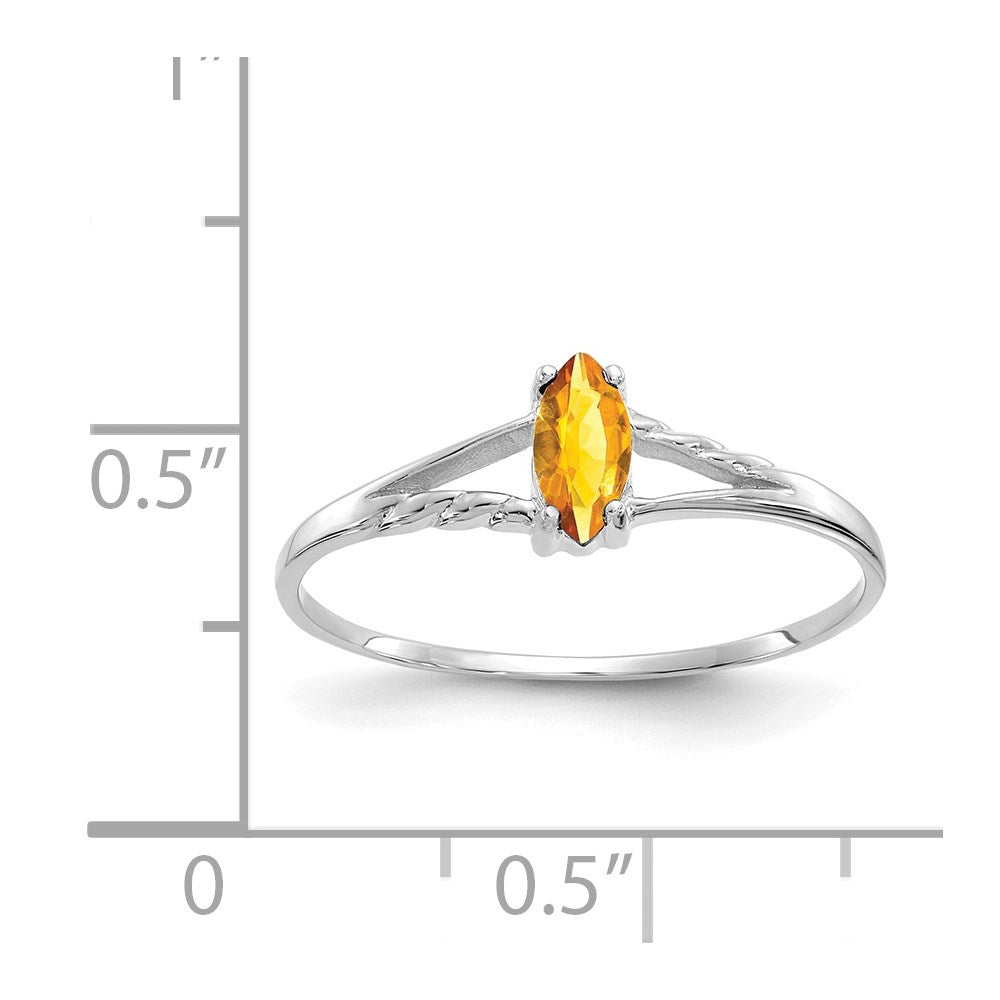 10k White Gold Polished 6x3mm Marquise Genuine November/ Citrine Birthstone Ring