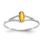 10k White Gold Polished 6x3mm Marquise Genuine November/ Citrine Birthstone Ring