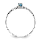 10k White Gold Polished 6x3mm Marquise Genuine December/ Blue Topaz Birthstone Ring