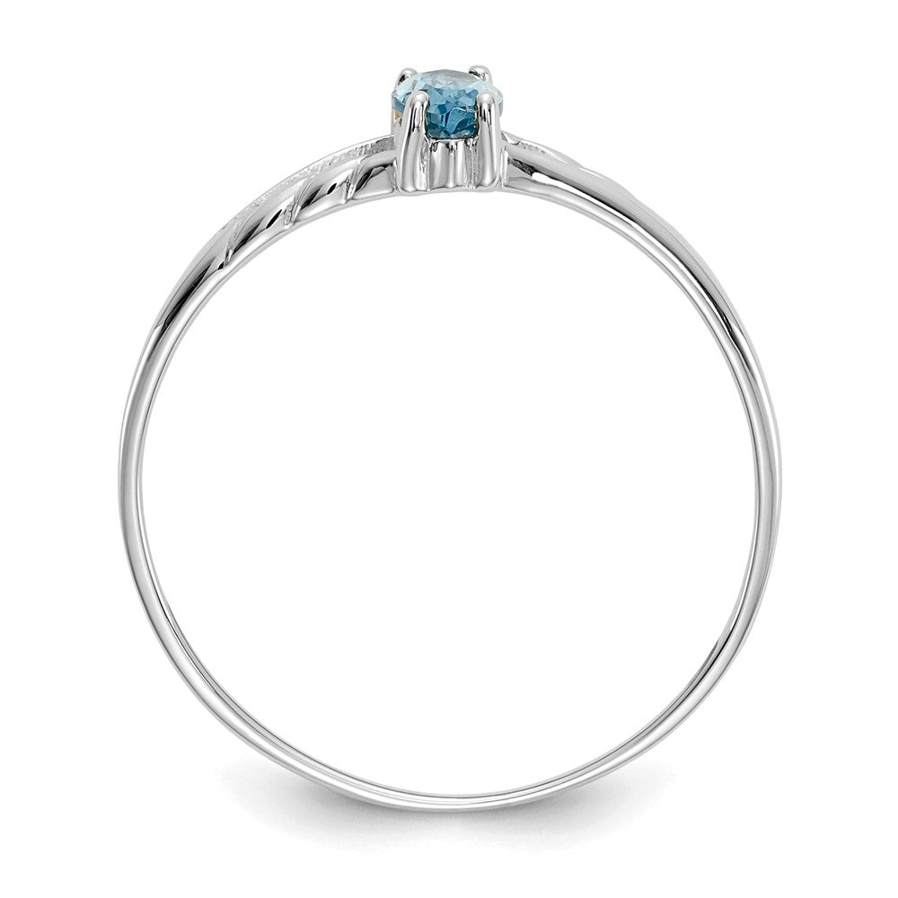 10k White Gold Polished 6x3mm Marquise Genuine December/ Blue Topaz Birthstone Ring