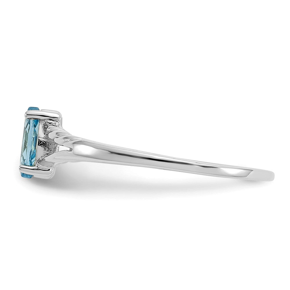 10k White Gold Polished 6x3mm Marquise Genuine December/ Blue Topaz Birthstone Ring