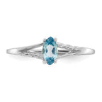 10k White Gold Polished 6x3mm Marquise Genuine December/ Blue Topaz Birthstone Ring