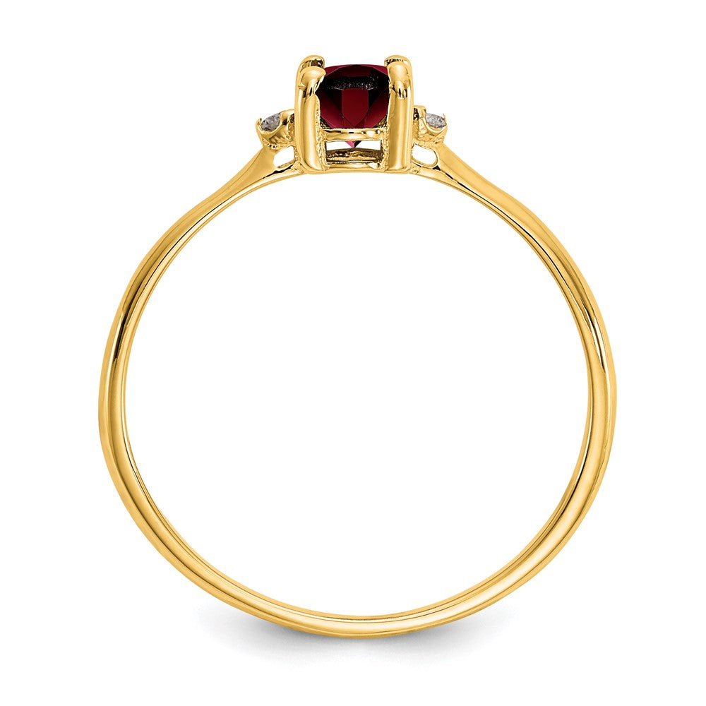 10k Polished 6x4mm Oval Genuine January/ Garnet and Diamond Birthstone Ring