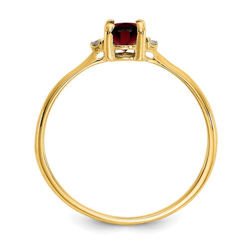 10k Polished 6x4mm Oval Genuine January/ Garnet and Diamond Birthstone Ring
