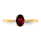 10k Polished 6x4mm Oval Genuine January/ Garnet and Diamond Birthstone Ring