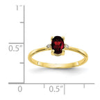 10k Polished 6x4mm Oval Genuine January/ Garnet and Diamond Birthstone Ring