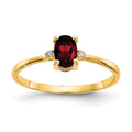 10k Polished 6x4mm Oval Genuine January/ Garnet and Diamond Birthstone Ring