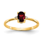 10k Polished 6x4mm Oval Genuine January/ Garnet and Diamond Birthstone Ring