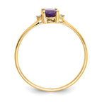 10k Polished 6x4mm Oval Genuine February/ Amethyst and Diamond Birthstone Ring