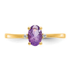10k Polished 6x4mm Oval Genuine February/ Amethyst and Diamond Birthstone Ring