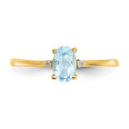 10k Polished 6x4mm Oval Genuine March/ Aquamarine and Diamond Birthstone Ring