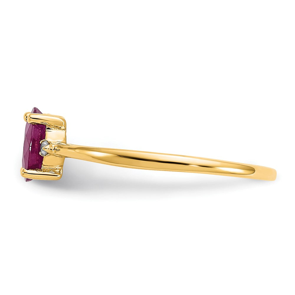 10k Polished 6x4mm Oval Genuine July/ Ruby and Diamond Birthstone Ring