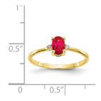 10k Polished 6x4mm Oval Genuine July/ Ruby and Diamond Birthstone Ring