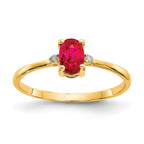 10k Polished 6x4mm Oval Genuine July/ Ruby and Diamond Birthstone Ring