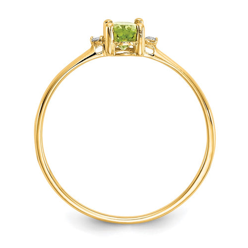 10k Polished 6x4mm Oval Genuine August/ Peridot and Diamond Birthstone Ring