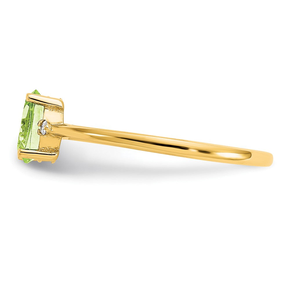 10k Polished 6x4mm Oval Genuine August/ Peridot and Diamond Birthstone Ring