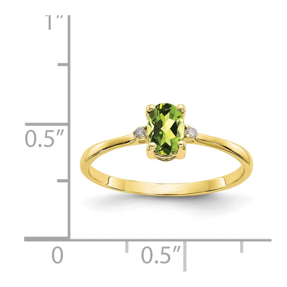 10k Polished 6x4mm Oval Genuine August/ Peridot and Diamond Birthstone Ring