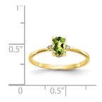 10k Polished 6x4mm Oval Genuine August/ Peridot and Diamond Birthstone Ring