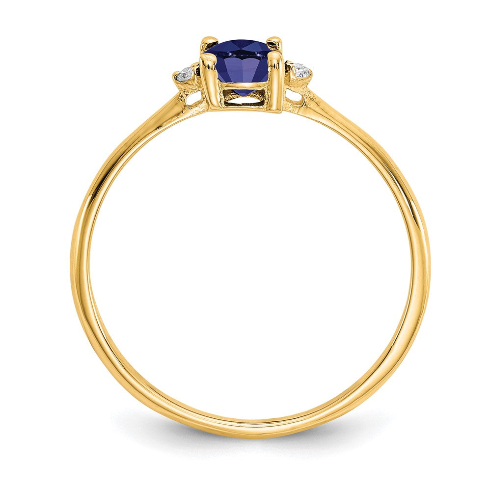 10k Polished 6x4mm Oval Genuine September/ Sapphire and Diamond Birthstone Ring