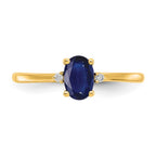 10k Polished 6x4mm Oval Genuine September/ Sapphire and Diamond Birthstone Ring