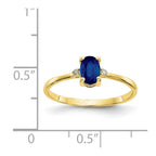 10k Polished 6x4mm Oval Genuine September/ Sapphire and Diamond Birthstone Ring
