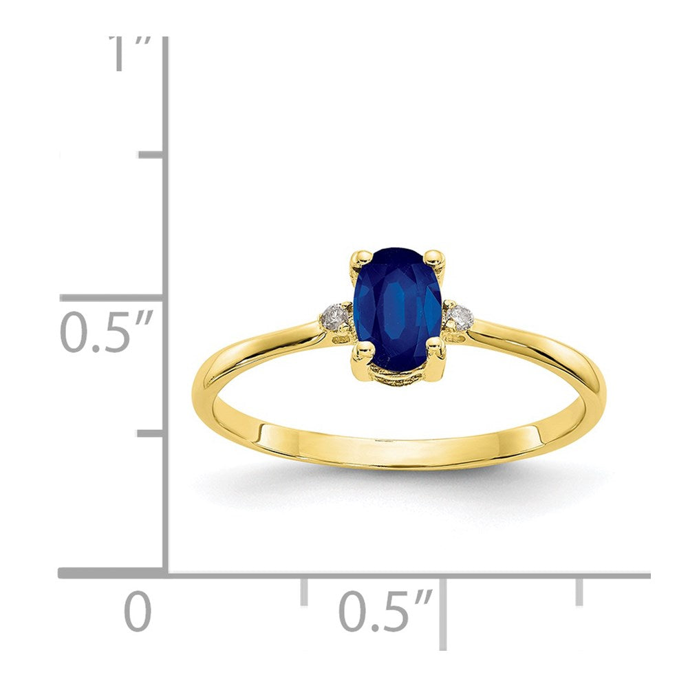 10k Polished 6x4mm Oval Genuine September/ Sapphire and Diamond Birthstone Ring