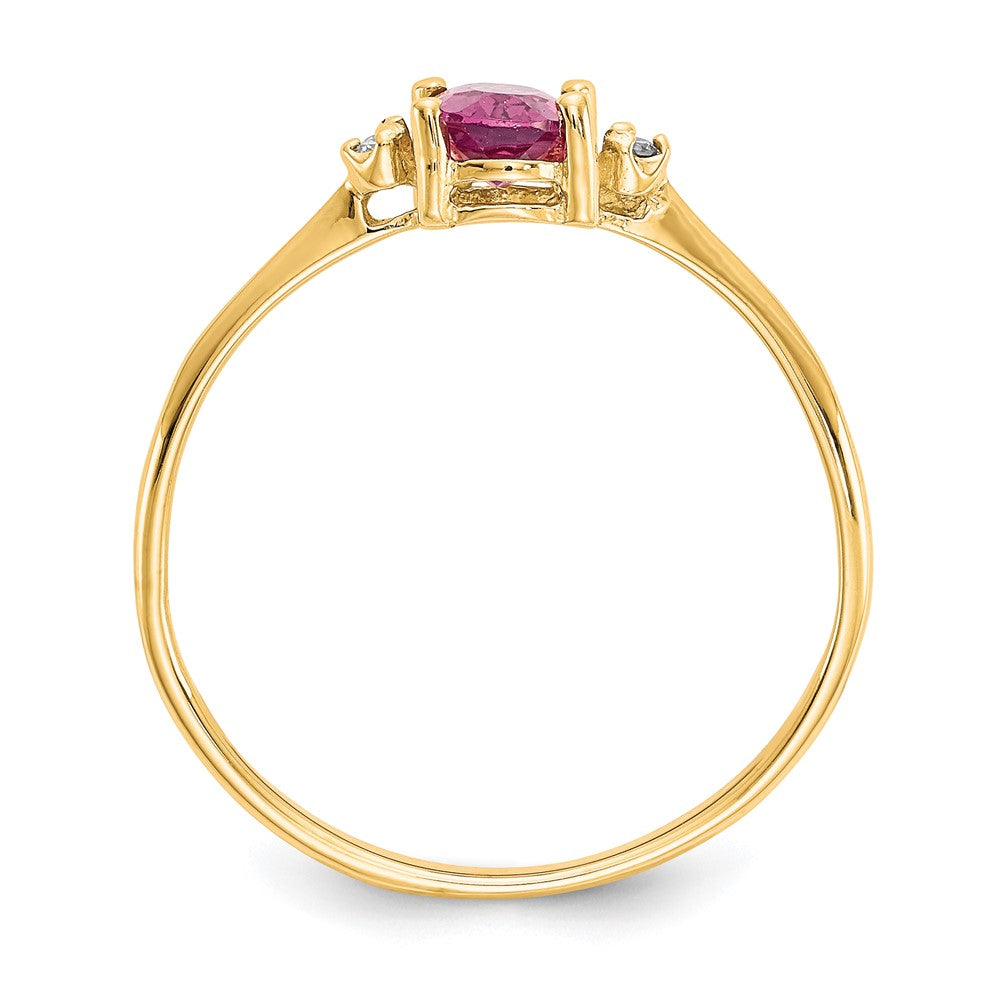 10k Polished 6x4mm Oval Genuine October/ Pink Tourmaline and Diamond Birthstone Ring